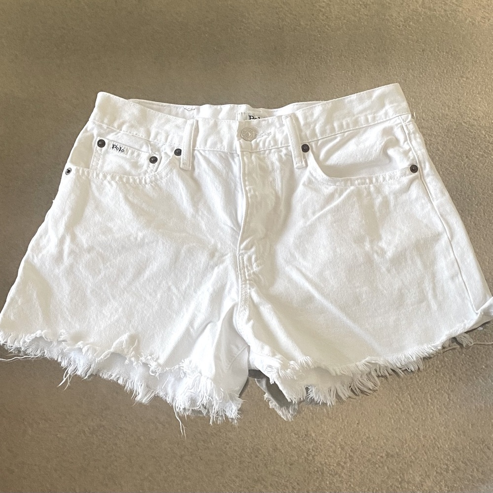 Polo Ralph Lauren Raw Cut White Denim Shorts